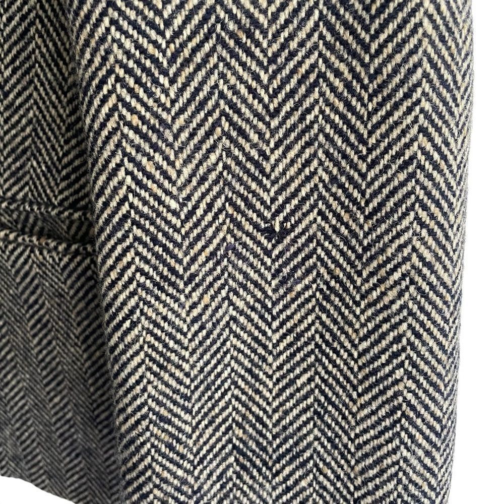 VINTAGE BRIAN TUCKER Ireland Wool Herringbone Blazer Black Grey L - Picture 8 of 9